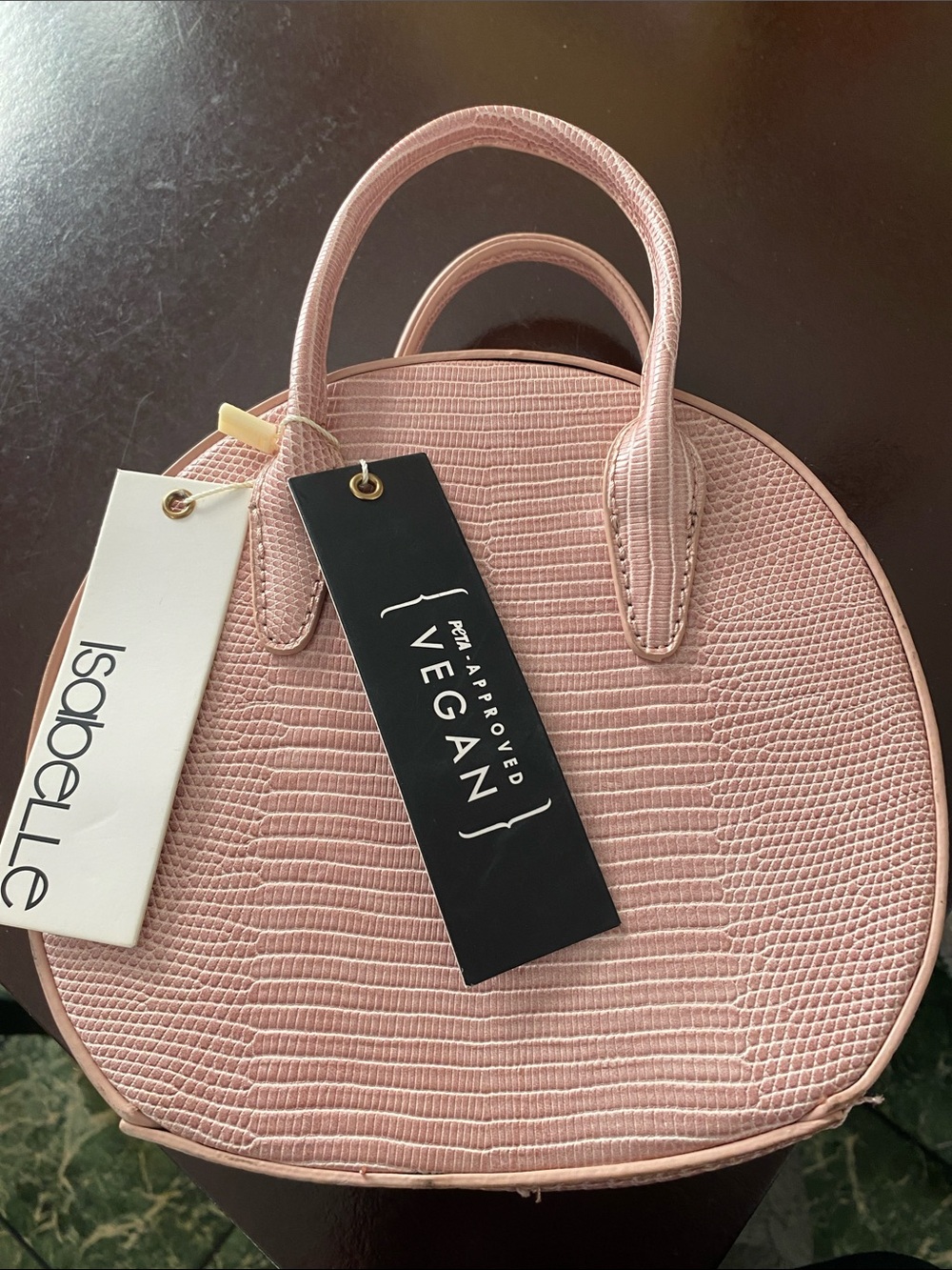 Isabelle Pink Vegan Faux-Lizard Dome Handbag
